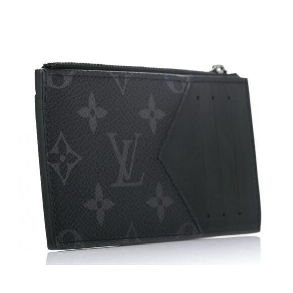 LOUIS VUITTON Monogram Eclipse Calfskin Trunk Coin Card Holder Black Canvas Leat - Picture 6 of 10